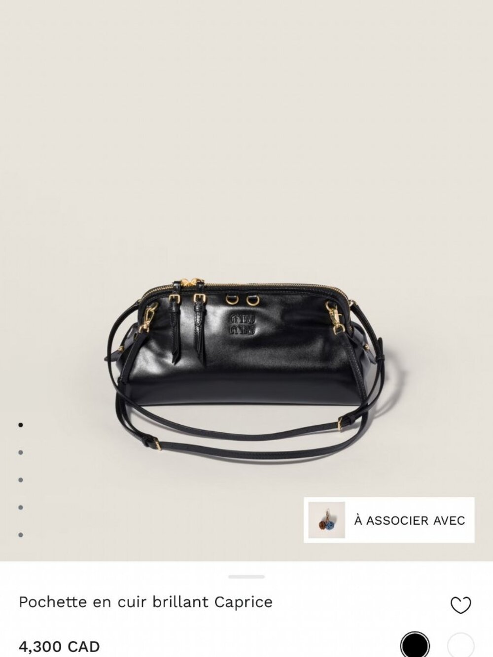 95% NEW MIUMIU BAG, CAPRICE LARGE SIZE BLACK SHINY LEATHER
